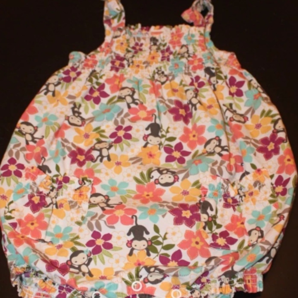 Gymboree Floral Monkey Print Dress - Multicolor